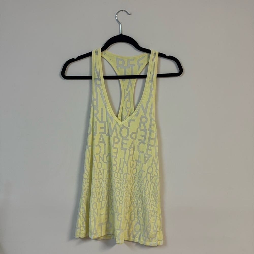 Lululemon Athletica Yellow manifesto racerback Tank Top pit to pit 14.5”